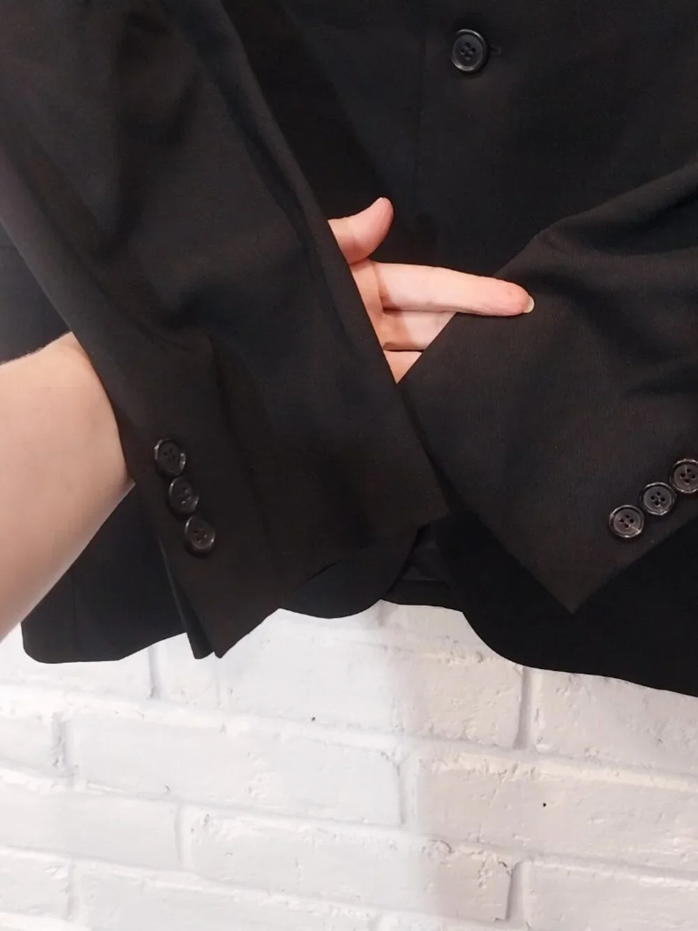 Vintage Hugo Boss Sport Coat 44R Solid Black 100% Virgin Wool Blazer Made in USA
